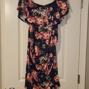 Navy Floral Maternity Dress. Size L, EUC